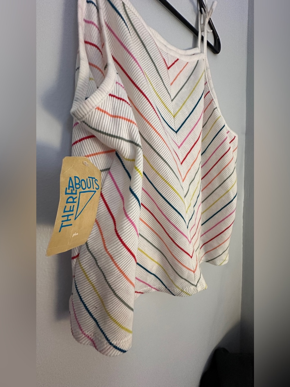 White Multicolor Striped Ribbed Tank Top - Picture 1 of 4